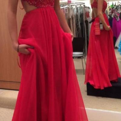 Sexy Backless Red Lace Long Prom Dresses 2016