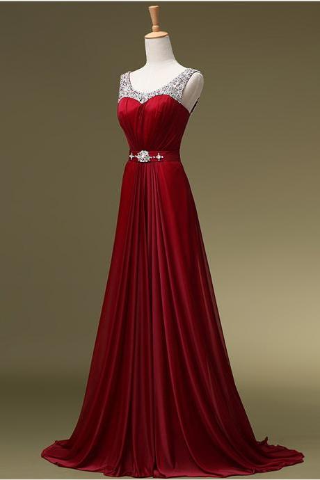 Beautiful Real Made Prom Dress, Burgundy Prom Dresses, Chiffon Long Prom Dress, Elegant Formal Dresses, Charming Evening Dress, Woman Formal Evening Gown, Cheap Bridesmaids Dresses, Long Party Dresses, Prom Dress On Sale